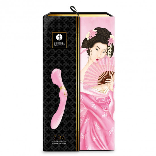 Вибромассажер Shunga Zoa Light Pink, двусторонний