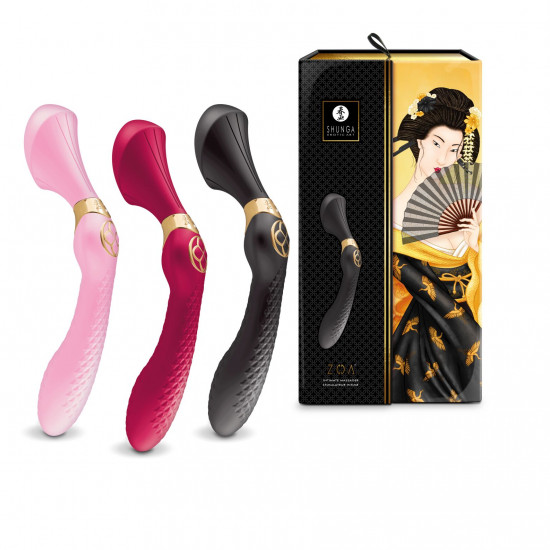 Вибромассажер Shunga Zoa Black, двусторонний