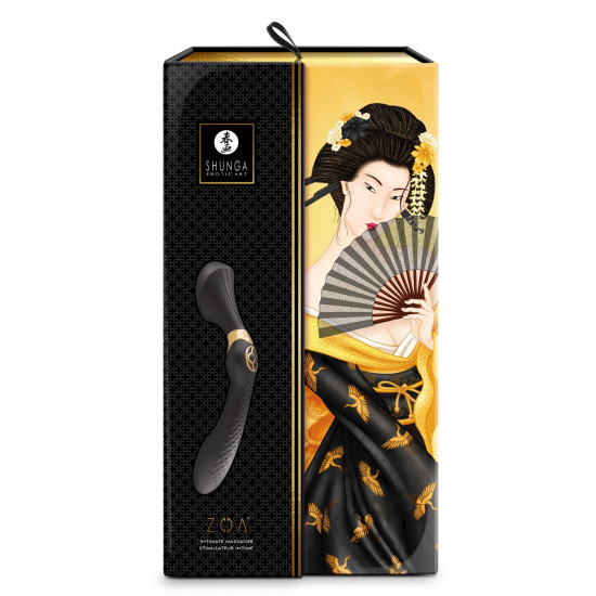Вибромассажер Shunga Zoa Black, двусторонний