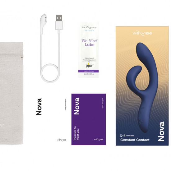 Смарт вибратор-кролик We-Vibe Nova Midnight Blue, эргономичный, регулируемый угол наклона ствола