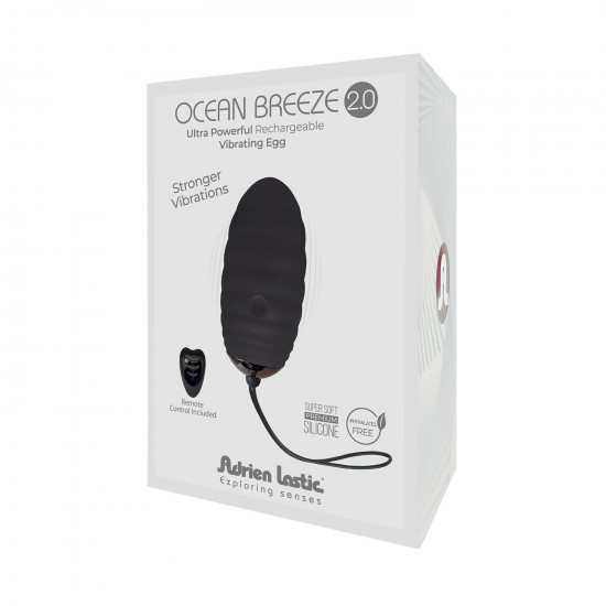 Виброяйцо Adrien Lastic Ocean Breeze 2.0 Black, пульт ДУ, очень мощный мотор, 10 виброрежимов