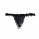 Набор Intt BRAZILIAN PANTY BLACK: трусики на резинке S-XL с жемчужным кольцом + клубничная смазка
