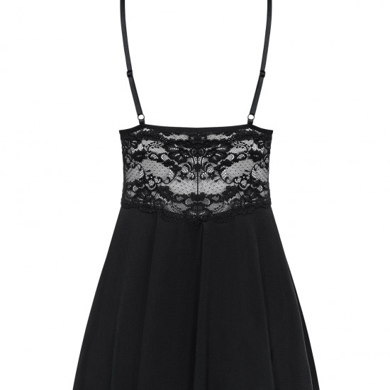 (SALE) Сатиновый пеньюар с кружевом Obsessive 810-BAB-1 babydoll & thong S/M