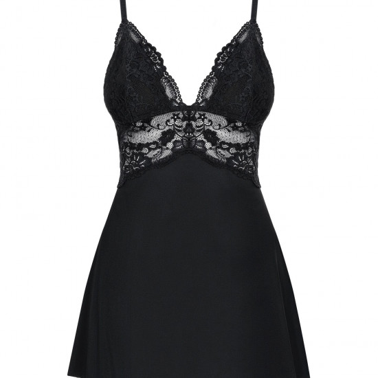 (SALE) Сатиновый пеньюар с кружевом Obsessive 810-BAB-1 babydoll & thong S/M