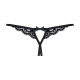 Кружевные танга с двумя отверстиями Obsessive 831-THC-1 crotchless thong L/XL, черные, бантики