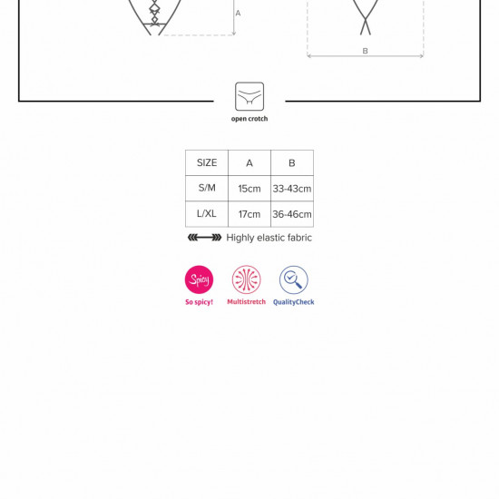 Кружевные танга с двумя отверстиями Obsessive 831-THC-1 crotchless thong L/XL, черные, бантики