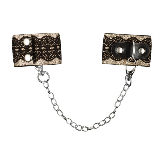 Наручники с блестками и цепью Obsessive A746 cuffs, черно-золотые