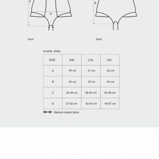 (SALE) Сетчатое боди на косточках Obsessive Amanta teddy S/M, черное, с доступом