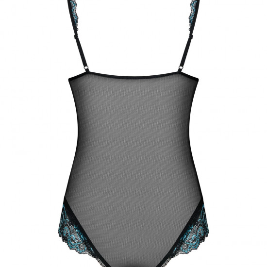 (SALE) Сетчатое боди на косточках Obsessive Amanta teddy S/M, черное, с доступом