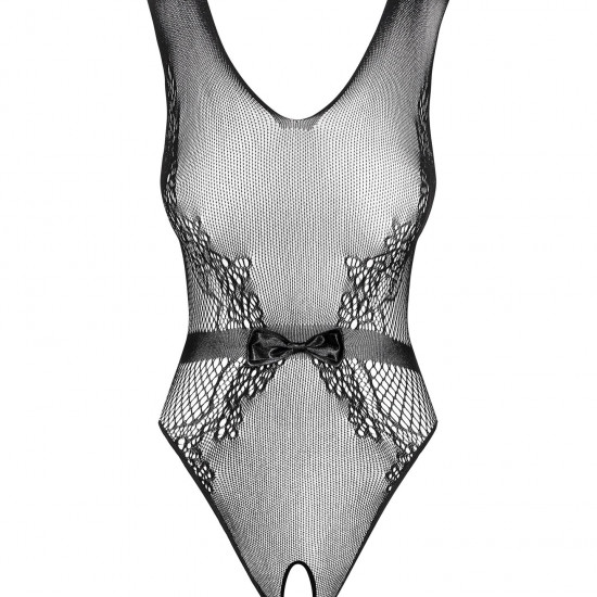 (SALE) Сетчатый бодистокинг с доступом Obsessive B115 teddy S/M/L, черный