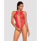 Ажурний бодістокінг із ефектом шнурівки Obsessive B120 teddy red S/M/L, червоний
