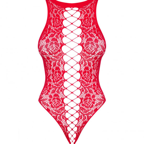 Ажурный бодистокинг с эффектом шнуровки Obsessive B120 teddy red S/M/L, красный
