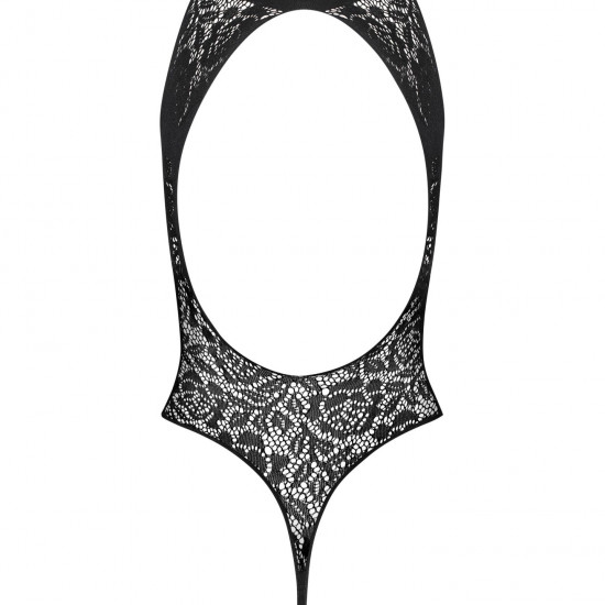 Ажурный бодистокинг с эффектом шнуровки Obsessive B129 teddy black XL/XXL, черный, с доступом