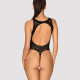 Ажурный бодистокинг с эффектом шнуровки Obsessive B129 teddy black XL/XXL, черный, с доступом