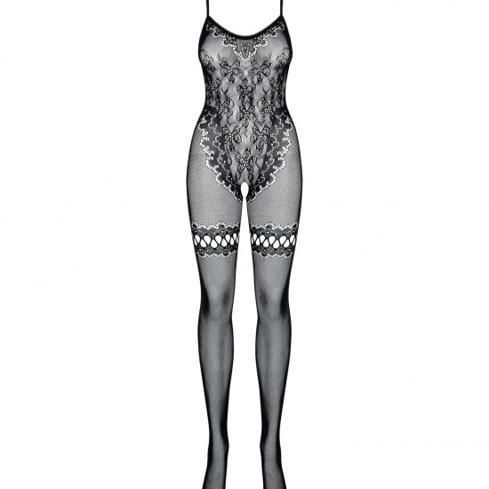 (SALE) Бодистокинг Obsessive Bodystocking F213 S/M/L, имитация кружевного боди и резинки для чулок