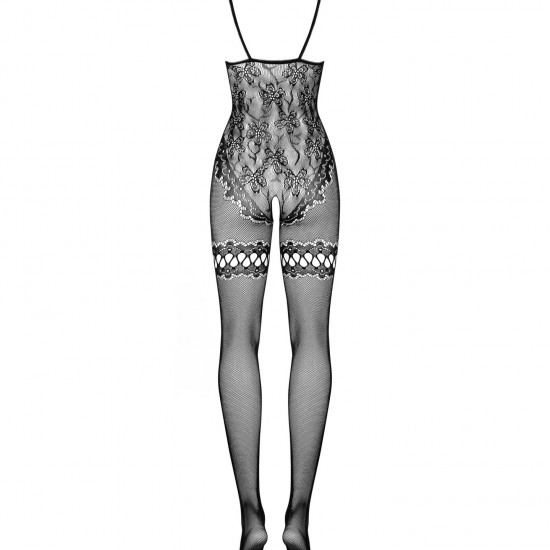 (SALE) Бодистокинг Obsessive Bodystocking F213 S/M/L, имитация кружевного боди и резинки для чулок