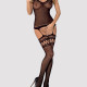 (SALE) Бодистокинг Obsessive Bodystocking F214 black S/M/L, имитация корсета и чулок на подвязках