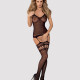 (SALE) Бодистокинг Obsessive Bodystocking F214 black S/M/L, имитация корсета и чулок на подвязках