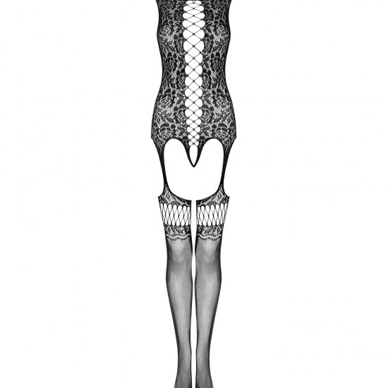 (SALE) Бодистокинг Obsessive Bodystocking F236 S/Ml/L, глубокое декольте, имитация шнуровки