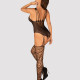 (SALE) Ажурный бодистокинг под паутину Obsessive Bodystocking G325 black S/M/L, черный, комбинезон, имитаци