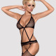 (SALE) Сетчатый бодистокинг с имитацией топа, пояса и чулок Obsessive Bodystocking N108 S/M/L, черный, комб
