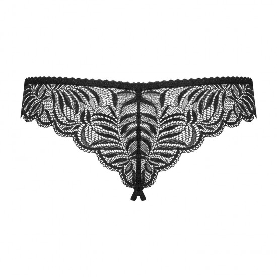 Кружевные танга с доступом Obsessive Contica crothchles thong S/M, черные