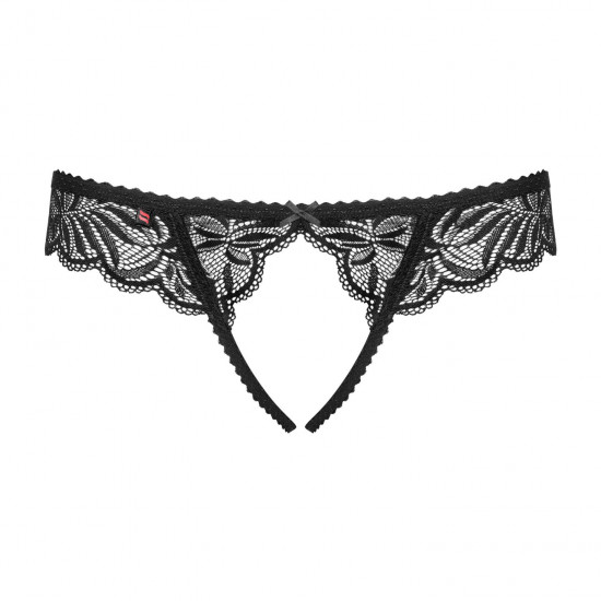 Кружевные танга с доступом Obsessive Contica crothchles thong S/M, черные