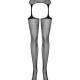 (SALE) Сетчатые чулки-стокинги с цветочным рисунком Obsessive Garter stockings S207 S/M/L, черные, имитация