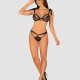 (SALE) Полупрозрачный эротический комплект Obsessive Obsessivia 2pcs set black S/M, бюстгальтер и трусики,
