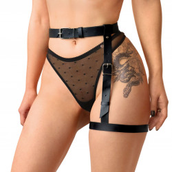 Гартер на ногу Art of Sex - Petra, натуральна шкіра, розмір XS-2XL, колір чорний