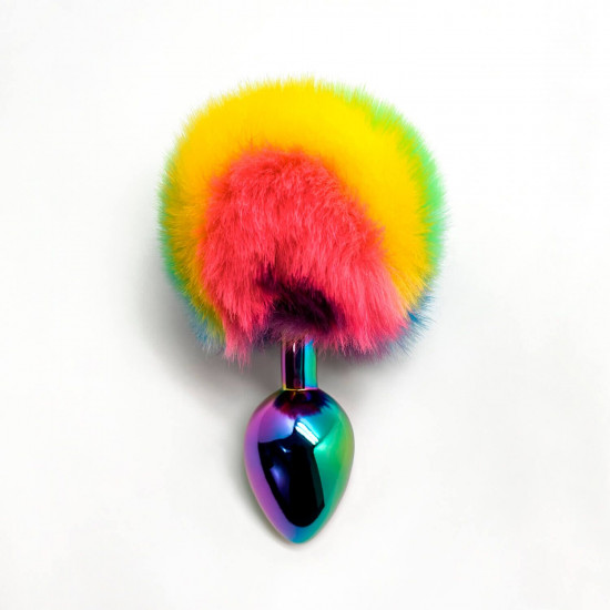 Анальная пробка Wooomy Filippi L, с пушистым хвостиком, диаметр 4 см, длина 9 см.