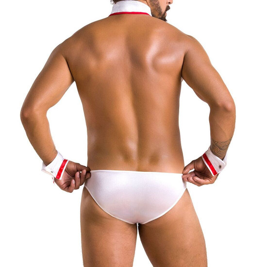 Комплект эротического мужского белья Passion 037 GREGORY L/XL White, трусы, воротник, манжеты