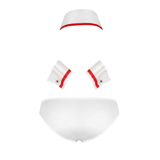 Комплект эротического мужского белья Passion 037 GREGORY XXL/XXXL White, трусы, воротник, манжеты