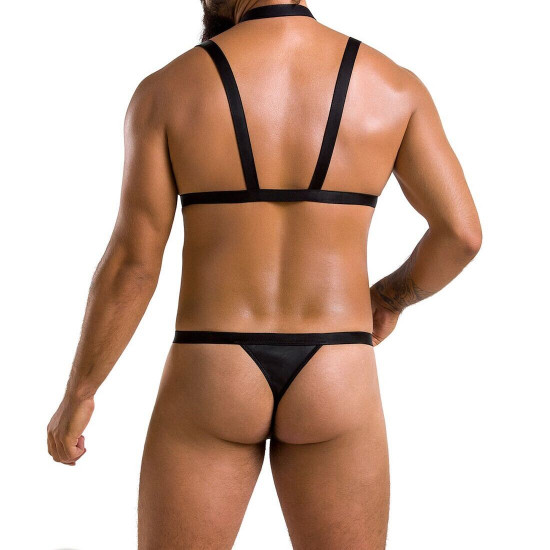 Комплект мужского белья из стреп Passion 039 SET ANDREW XXL/XXXL Black, стринги, шлейка