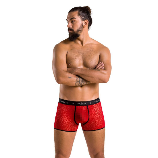 Мужские прозрачные боксеры Passion 046 SHORT PARKER L/XL Red, сетка, под леопард