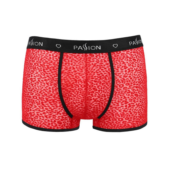 Мужские прозрачные боксеры Passion 046 SHORT PARKER XXL/XXXL Red, сетка, под леопард