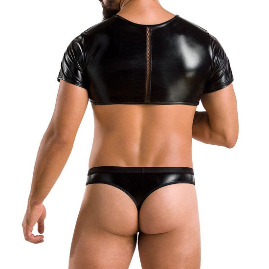 Комплект мужского белья под латекс Passion 057 SET PETER XXL/XXXL Black, кроп-топ, стринги