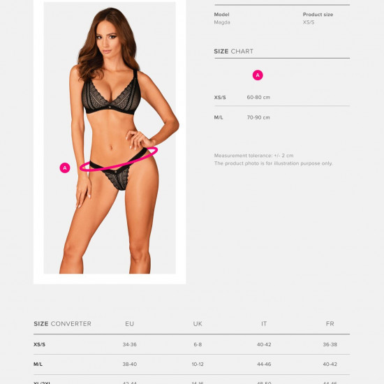 (SALE) Кружевные трусики с заниженной талией Obsessive Estiqua panties XS/S, black