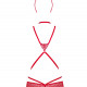 (SALE) Эротический костюм чертика из стреп Obsessive Evilia teddy red L/XL, боди, чокер, накладки на соски,
