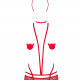 (SALE) Эротический костюм чертика из стреп Obsessive Evilia teddy red L/XL, боди, чокер, накладки на соски,