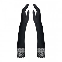 Високі рукавички з каменями та мереживом Obsessive Miamor gloves, black