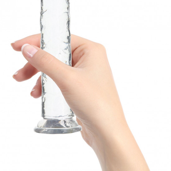 Прозрачный фаллоимитатор ADDICTION Vertical Dong 8″, присоска, диаметр 3,8 см, вибропуля в подарок