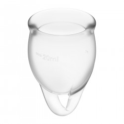 Набір менструальних чаш Satisfyer Feel Confident (Transparent), 15мл та 20мл, мішечок для зберігання