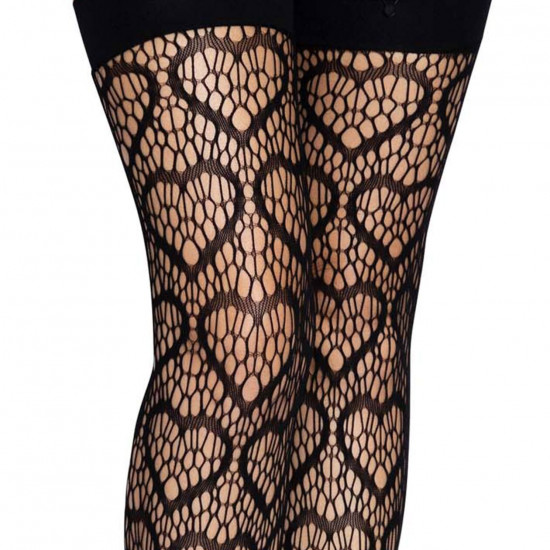 Ажурные чулки с сердечками Leg Avenue Heart Black, one size
