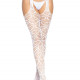 Ажурные колготки с сердечками Leg Avenue Heart White, one size, имитация чулок