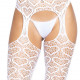 Ажурные колготки с сердечками Leg Avenue Heart White, one size, имитация чулок