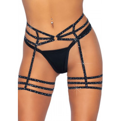 (SALE) Leg Avenue Rhinestone garter strapps OS Black