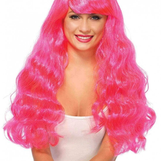 Leg Avenue Neon Star Long Wavy Wig Pink