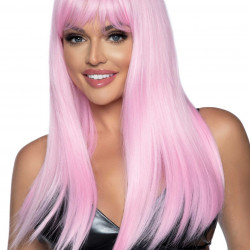 Довга рожева перука Leg Avenue Long straight bang wig Pink, гладенька, 61 см