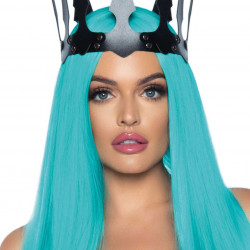 Корона злої королеви Leg Avenue Faux leather spiked crown Black, штучна шкіра, заклепки